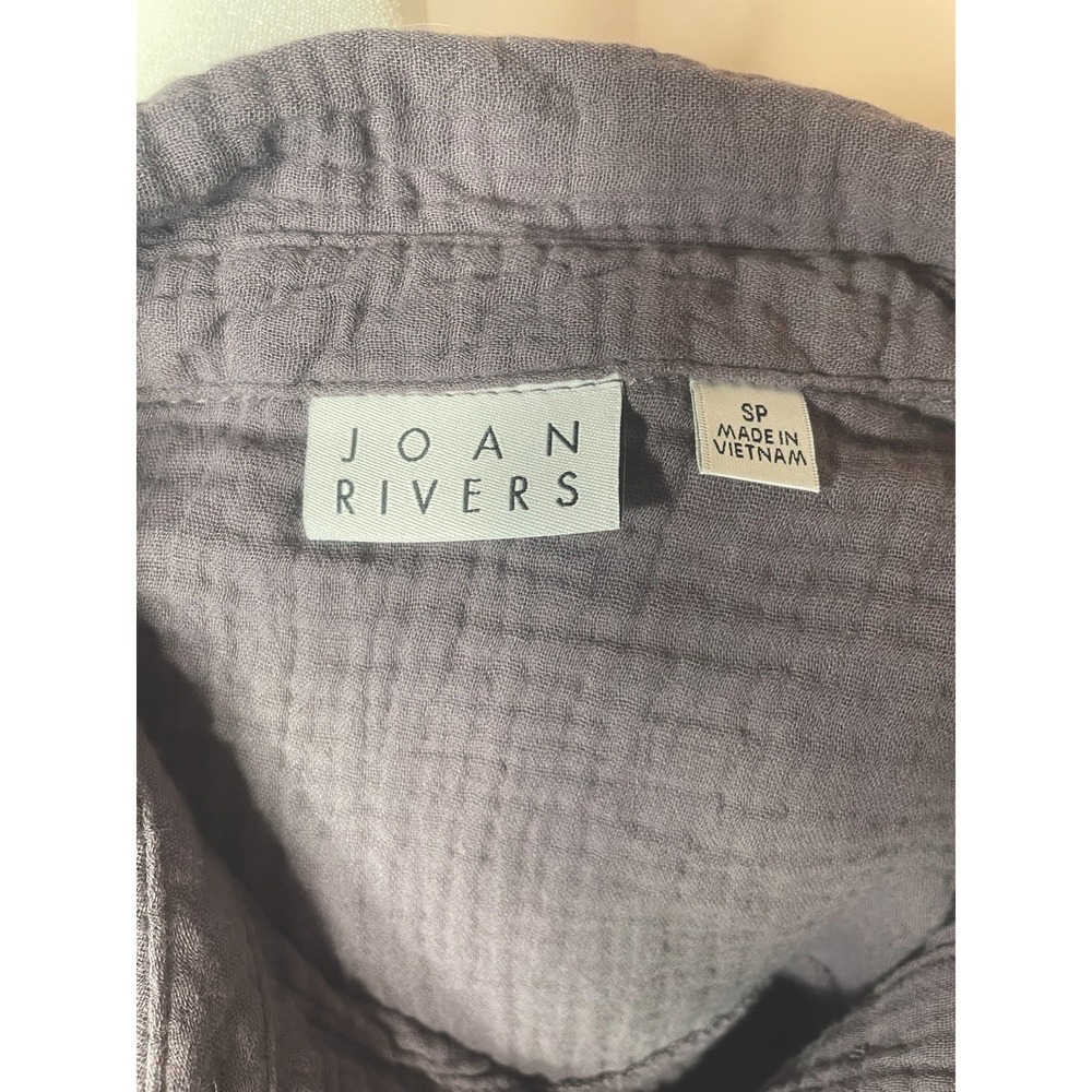 Joan Rivers Gray Gauze Cotton Tunic Dress Button Front Small Petite SP - Picture 3 of 9
